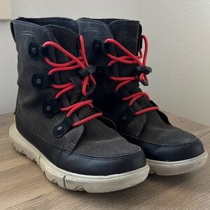 Sorel Kids Black and Red Adventure Boots